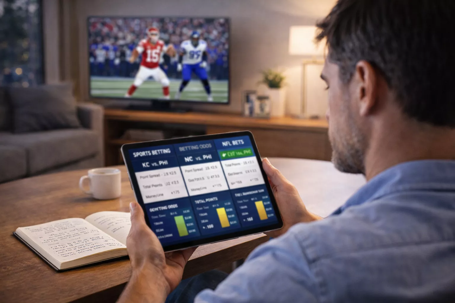 Person comparing sportsbook apps on smartphone for NFL betting